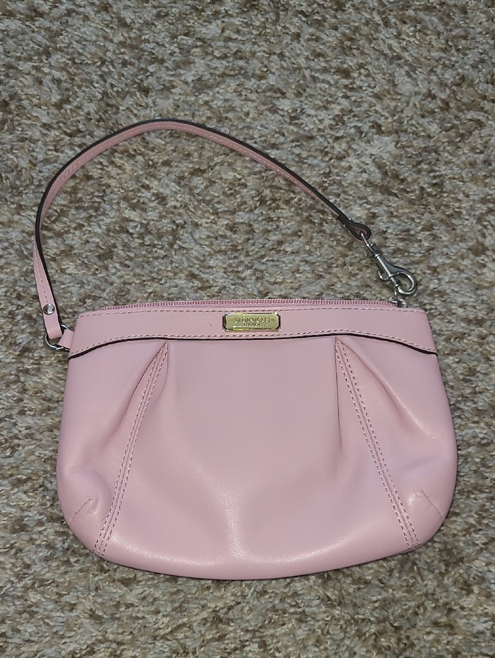 Coach Pink Leather Wristlet with  Strap